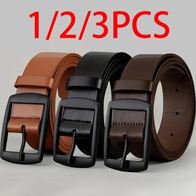Resim 3 adet/2 adet/1 adet Yeni Moda Lüks Kemer Erkekler için Suni Deri Kemer Metal Toka Yüksek Kaliteli Ünlü Marka Tasarımcı Bel Kemerleri Kot Kemer Büyük Beden, Erkekler ve Kadınlar için İdeal Hediyeler 