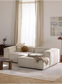 Resim S Home Design Concept Frida 2 Modül Mini Köşe Kanepe Fitilli Sağ Köşe, Kırık Beyaz 