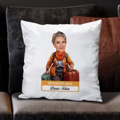 Resim Gezmeyi Seven Anne Karikatürlü Yastık 