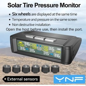 Resim Motion003 Ynf Güneş Enerjili Lastik Basınç İzleyici Siyah 6 Sensörlü Su Geçirmez Usb Ş 