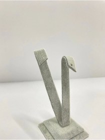 Resim MeGass Dekor Yerli Üretim Süet Kumas Gri Renk 10 Cm Küpe Sergileme Aksesuar 