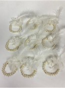 Resim Hobigram Beyaz Incili Tüylü Nedime Bilekliği 10 Adet – Kına Eğlence Aksesuarı, Şık Tasarım, Kadın Aksesuarı 