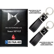 Resim Plakanıza Özel Ds Automobiles Logolu Siyah Ruhsat Kabı Ve Anahtarlık 