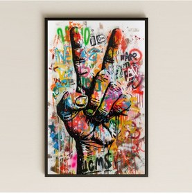 Resim Graffiti Barış Eli Tasarımlı Pleksi Tablo 