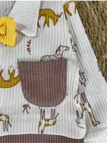 Resim Bebicix Kaşkorse Esnek Papyonlu Animal Figürlü Patikli Çıtçıtlı Erkek Bebek Tulum Sütlü Kahve 
