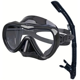 Resim Userfriendly11 Junhaııns Yetişkin Tam Yüz Dalış Maskesi Siyah Yumuşak Silikon Çelik Cam Siyah 