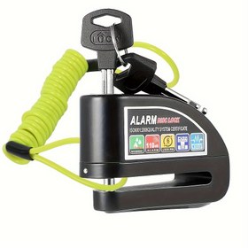 Resim 1 adet, Çelik Tel ile Alarm Disk Brak Kilit, Yüksek Frekanslı, Sensör Tespit, 110dB Alarm Sistemi, Metal Şerit, 6mm Push Tip Kilit Pini, Hırsızlık Önleme Tasarımı, Dayanıklı Alüminyum Alaşım Gövde ve Sıvı Yüzey, Paslanmaz, Kullanımı Kolay 