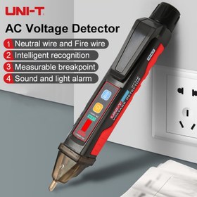 Resim UNI-T Voltaj Dedektörü Kalemi, Ayarlanabilir Hassasiyetli 24V-1000V Temassız AC Devre Test Cihazı, Ses ve Işık Alarmı, Nötr ve Yangın Kablosu Tanıma, Ölçüm Kesme Noktası Bulucu, Voltaj Test Cihazı Kalem 