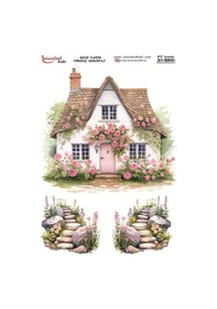 Resim Pirinç Dekopaj Kağıdı 30x42cm Pt-2100 Çiçekli Ev 