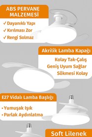 Resim MSYELEKTRONİK Katlanabilir LED Tavan Vantilatörü - Sessiz, Akıllı ve Kumandalı Aydınlatma 22.5'' 