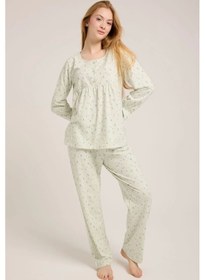 Resim Mint Yeşili Düğmeli Pijama Takımı ÇoK Renkli Çok Renkli 