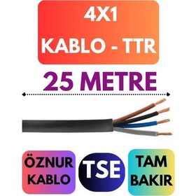 Resim Öznur 4x1 Ttr Kablo Metre Seçenekli Siyah - 25 Metre 