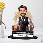 Resim Kişiye Özel Erkek Barmene Hediye Karikatürlü Biblo 