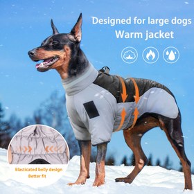 Resim Köpek Kış Sıcak Ceket, Hızlı Giyinme/Çıkarma Rüzgar Geçirmez Ceket ile Tasma Bağlantısı, Daha İyi Uygunluk için Elastik Karın Tasarımı, Polyester Örgü Kumaş, Sadece Elde Yıkama, Soğuk Hava Koşullarında Küçük, Orta ve Büyük Köpekler İçin Uygun 