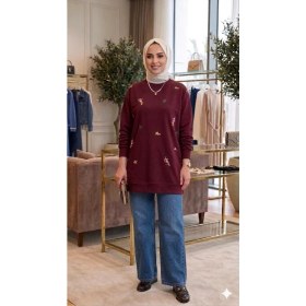 Resim Kadın Çiçek Nakışlı Tesettür Tunik 