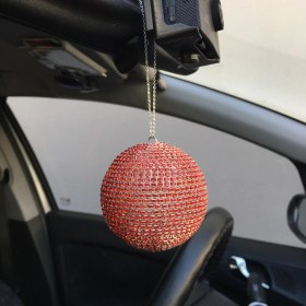 Resim Otohousse Kristal Taşlı Disko Topu Dikiz Ayna Süsü Büyük 8cm Kırmızı 