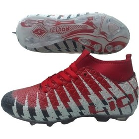 Resim Lion Erkek Siyah-kırmızı Çoraplı Krampon Futbol Ayakkabısı Kırmızı - Siyah 