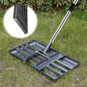 Resim Ağır Hizmet Tipi Ergonomik Saplı Paslanmaz Çelik Çim Düzleştirme Süpürgesi - 43.18cm x 25.4cm/17"x 10" Bahçe, Golf Sahası, Bahçe İçin - Kum ve Toprak Yüzeylerde Kolay Toprak Düzleştirme, Çim Araçları, Bahçe Bakımı, Şık Araç Tasarımı, Dayanıklı Yapı 