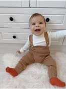 Resim BEBEĞİME ÇORAP Kız Erkek Bebek Body+ Ayarlanabilir Askılı Triko Tayt 2'li Takım 