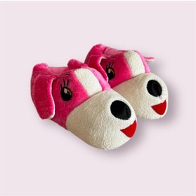 Resim AkınalBella kız çocuk pembe köpek detaylı pofuduk peluş panduf 