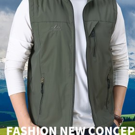 Resim Erkekler için Rahat Bahar 2025 Bomber Yelek - Deniz Mavisi, Stand Yaka, Çoklu Cep Detaylı Fermuarlı Ceket, Esnek Olmayan Polyester, Dış Mekan Aktiviteleri İçin İdeal, Günlük Giyim Yelek|Zipup Yelek|Cep Detaylı Yelek 