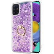 Resim Samsung Galaxy A51 Kılıf Glitter Liquid Holder Mor Microsonic