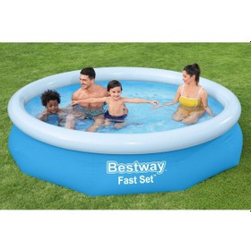 Resim Bestway 57458 Fast Set Çember Şişme Havuz Seti 3.05 M X 66 Cm Mavi 