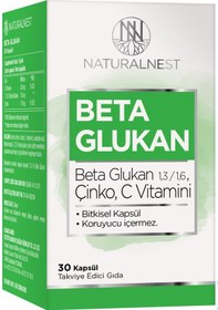 Resim Natural Nest 13/16 Beta Glukan Çinko Vitamin C İçeren Takviye E 