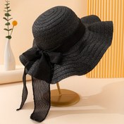 Resim Kadınlar için Geniş Kenarlı Şapka, Dekoratif Kurdele ve Fırfır Detaylı - Hafif Kağıt Hasır, Plaj, Açık Hava Tatilleri, Düğünler ve Yaz Maceraları için Mükemmel, Plaj Ha 