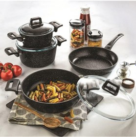 Resim Schafer Savor Yanmaz Yapışmaz 7 Parça Siyah Tencere Seti 