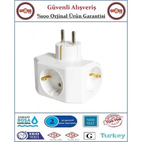 Resim Viko Yonca Üçlü Topraklı Priz - Çocuk Korumalı - Beyaz - Orjinal Ürün 