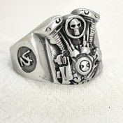 Resim 1 Adet Retro Motosiklet Motoru Erkeklerin Paslanmaz Çelik Yüzüğü 