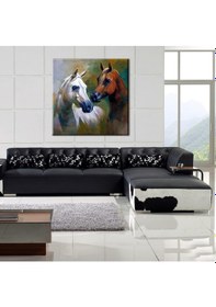 Resim Atlar Çift Kanvas Tablo 200x200cm 