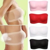 Resim Kadınlar için Esnek Dikişsiz Askısız Kırpılmış Bandeau Üst - Yarı Şeffaf Mesh Katman Parçası, Düz Renk Temel İç Çamaşırı Pembe/Kırmızı/Beyaz/Siyah, Sevimli İç Giyim, Günlük Kıyafet, Zarif Siluet, Rahat Kalıp, Trend Kadın 