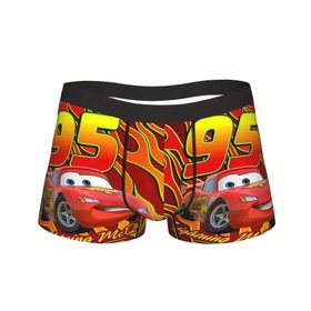 Resim 1 Adet Disney Cars 95 Lightning McQueen Erkek Boxer - Karikatür Alev Tasarımı, Yumuşak Nefes Alabilen Kumaş, Makinede Yıkanabilir İç Çamaşırı, Rahat Günlük Kullanım, Eğlenceli Desen, Pürüzsüz Kalıp 