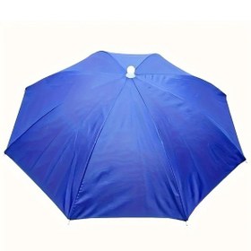 Resim Fochsia Mavi Katlanır Şapka Şemsiyesi 27.17 İnç Çap Outdoor Güneş Ve Rüzgar Koruma 