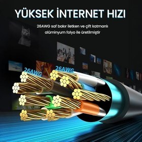 Resim VegGieg CAT8 40Gbps 2000Mhz STP RJ45 Ethernet Kablosu 1.5 Metre 