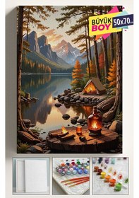 Resim Sayılarla Boyama Seti Numaralı Tuval Fırça Boya Dahil Kasnaklı Set 50x70 Cm - Çadır Kamp 