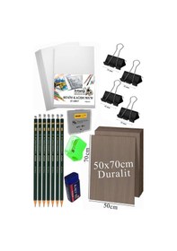 Resim 50x70 Resim Çantası Seti 1 Paket Fatih Karakalem 50x70 Proje Çantası Duralit Resim Kağıdı Dereceli Resim Kağıdı Hamur Silgi 