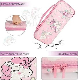 Resim JYPS Nintendo Switch için Unicorn Taşıma Çantası Kapak Kiti Konsol Aksesuarları için Taşıma Saplı - Pembe Koruyucu Taşınabilir Sert Kabuk Kılıf Seyahat Çantası Nintendo Switch ile Uyumlu Kızlar için 