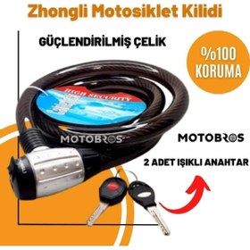 Resim Motobros Zoli Motosiklet Kilidi Çelik Güçlendirilmiş Halat Zincir Kilit 25x150 