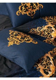 Resim Cotton Box Palace Saten Çift Kişilik Nevresim Takımı Tutsu Lacivert Çok Renkli 