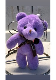 Resim Sevimli Ayıcık Peluş Oyuncak Anahtarlık Uyku Arkadaşı Hediyelik 12 Cm Mor 