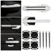 Resim Dashanshop Beyaz 12li Reflektif Araç Çıkartması Seti Oto Ayna Kapı Kolu Çizik Koruyucu 