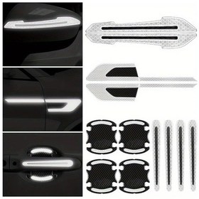 Resim Dashanshop Beyaz 12li Reflektif Araç Çıkartması Seti Oto Ayna Kapı Kolu Çizik Koruyucu 