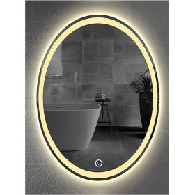 Resim Dnr-Mirror35x55 Cm Dokunmatik Tuşlu Kumlamalı Günışığı Ledli Elips Banyo Aynası 