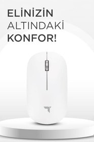 Resim Torima TM-19 Beyaz Çift Modlu Sessiz Kablosuz Mouse Fare 