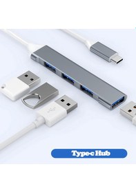 Resim Type C Usb 3.0 Hub 4 Port 3.0 Usb Type C Çoklayıcı Slim 