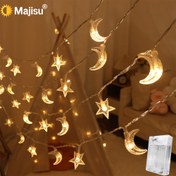 Resim 1 adet Majisu 40/20/10 LED Yıldız ve Ay Dize Işıkları - Pil ile Çalışır, Sıcak Beyaz, Yatak Odası, Düğün, Duvar Noel Dekoru, Festif İç Mekan Aydınlatması, Festif Aydınlatma | Yıldız Ay Tasarımı | Plastik Yapı, Noel Süsleri, Ay ve Yıldız Işıkları Dış Mekan, Ay ve Yıldız Işıkları İç Mekan, Ay ve Yıldız Ampul, Ay ve Yıldız Ampul, Ay Ampul, Oda Dekorasyonu, Dekoratif Işık, Peri Işığı, Yatak Odası Işığı 