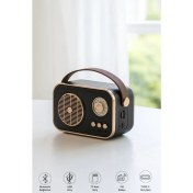 Resim Knittingtr Retro Radyo, Bluetooth, Usb, Tf Kart, Fm, Siyah, Küçük Boy, Nostaljik Görünüm 